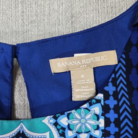 Banana Republic Wom Sz 6 Blue Short Sleeve Dress Office Professional Spring EUC - Picture 8 of 12